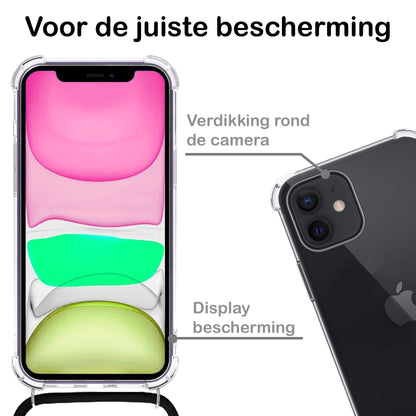 iPhone 11 Hoesje met Koord Siliconen - Transparant