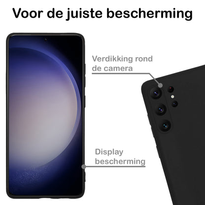 Samsung S23 Ultra Hoesje Siliconen Backcover Lichtgewicht - Zwart