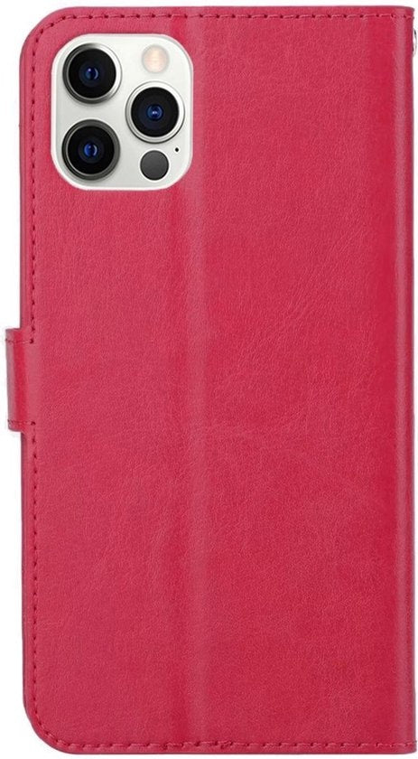 iPhone 12 Pro Hoesje Book Case Kunstleer - Donkerroze