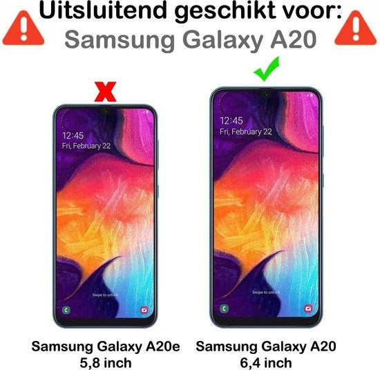 Samsung A20 Screenprotector Full Cover Tempered Glass