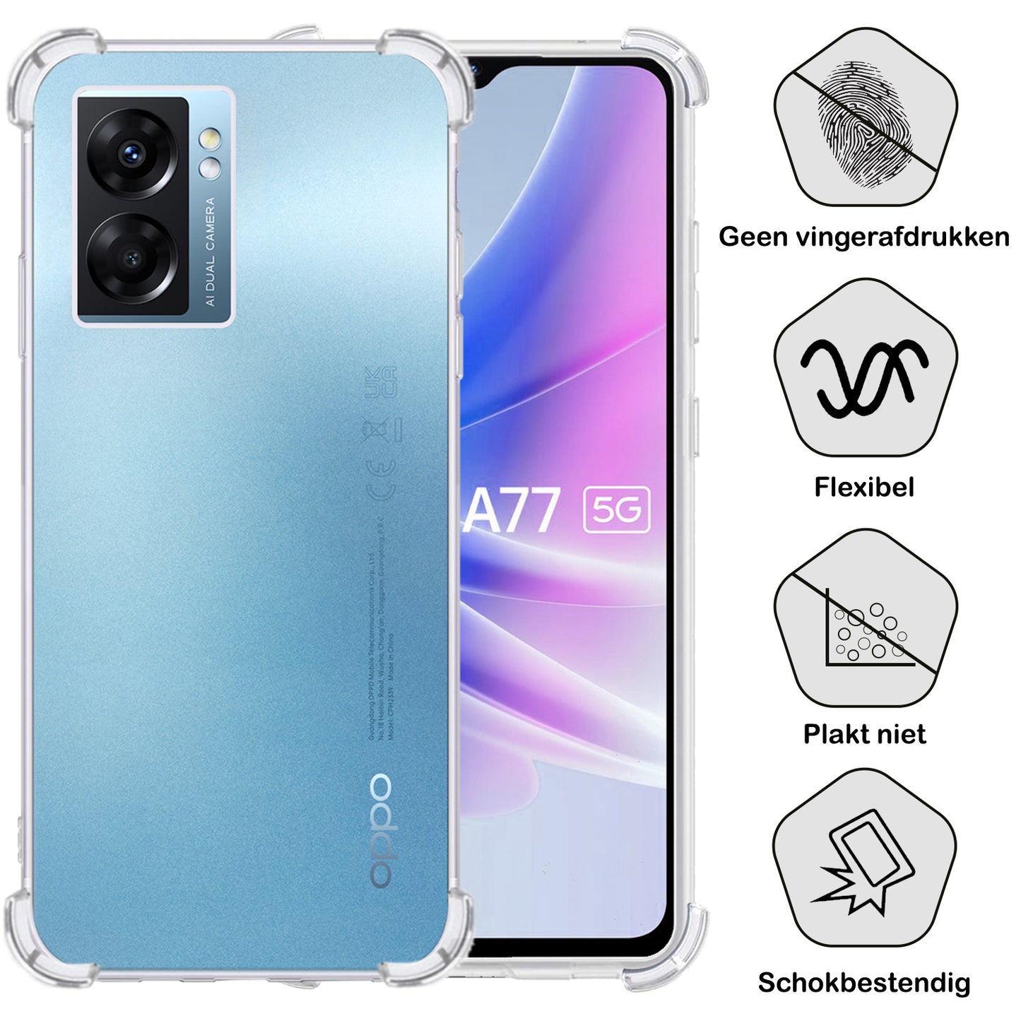 OPPO A77 Hoesje Shock Proof Siliconen - Transparant