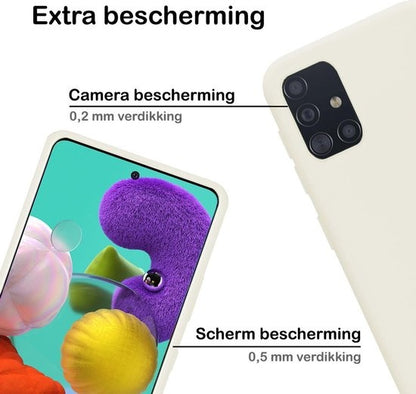 Samsung A51 Hoesje Siliconen Backcover Lichtgewicht - Wit
