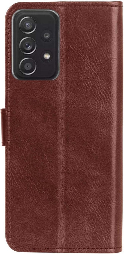 Samsung A72 5G Hoesje Bookcase Cover met Kaarthouder - Bruin