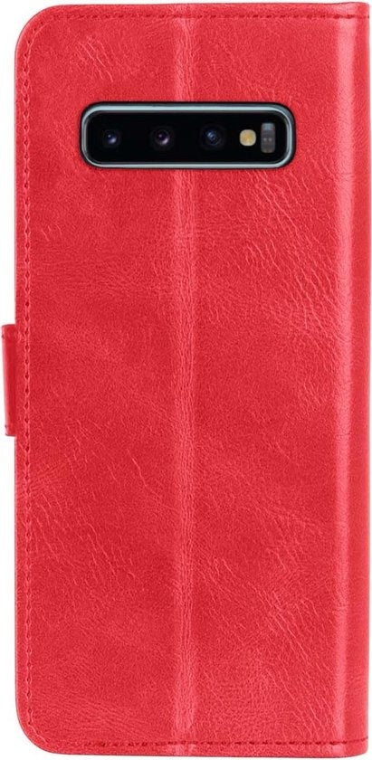 Samsung S10 Hoesje Bookcase Cover met Kaarthouder - Rood
