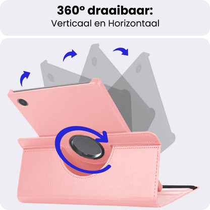 Samsung Galaxy Tab A9 Trifold Bookcase Hoes 360 Graden Draaibaar - Lichtroze