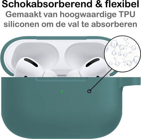 Airpods Pro Hoesje Siliconen met Clip - Midnight Green