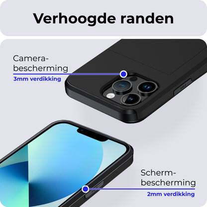 iPhone 14 Pro Hoesje Kaarthouder Hard Case Shockproof - Zwart