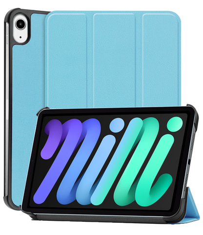 iPad Mini 7 Trifold Bookcase Hoes - Lichtblauw