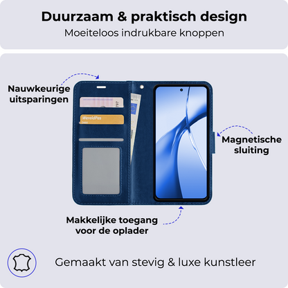 OnePlus Nord CE 4 Hoesje Bookcase Cover met Kaarthouder - Donkerblauw