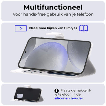 Samsung S24 Plus Hoesje Bookcase Cover met Kaarthouder - Wit