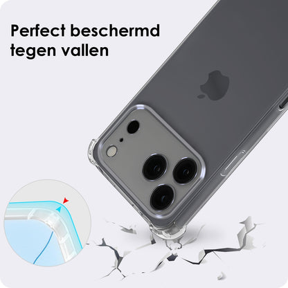 iPhone 17 Pro Max Hoesje met Koord Backcover Shockproof - Transparant