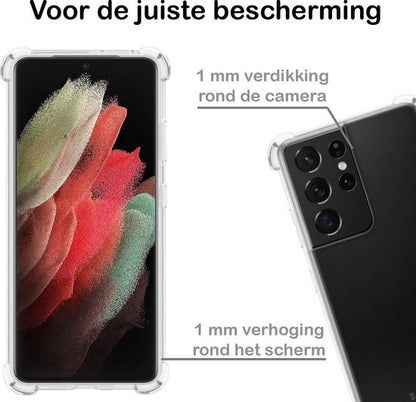 Samsung S21 Ultra Hoesje Shockproof Backcover Siliconen - Transparant