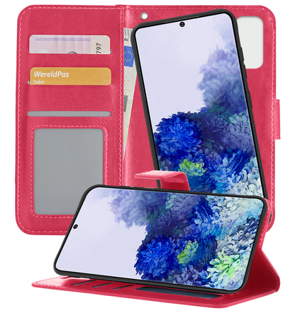 Samsung S20 Plus Hoesje Bookcase Cover Uitneembaar - Donkerroze
