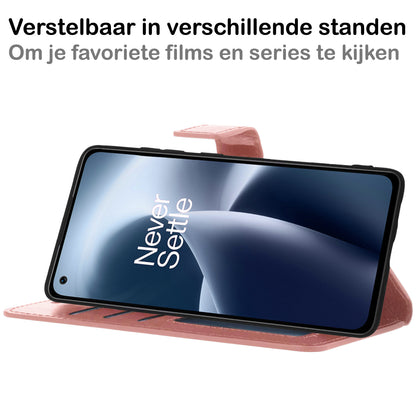 OnePlus Nord 2T Hoesje Bookcase Cover met Kaarthouder - Rosé goud