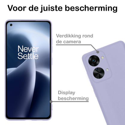 OnePlus Nord 2T Hoesje Siliconen Backcover Lichtgewicht - Lila