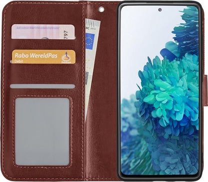 Samsung S20 FE Hoesje Bookcase Cover met Kaarthouder - Bruin