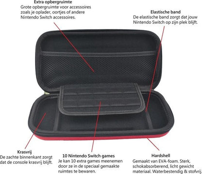 Nintendo Switch Hard Cover Hoes met Spellen ruimte - Rood