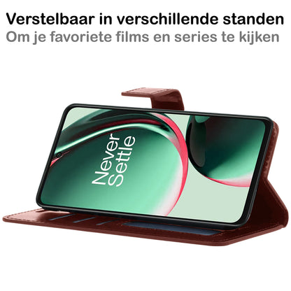 OnePlus Nord CE 3 Lite Hoesje Bookcase Cover met Kaarthouder - Bruin