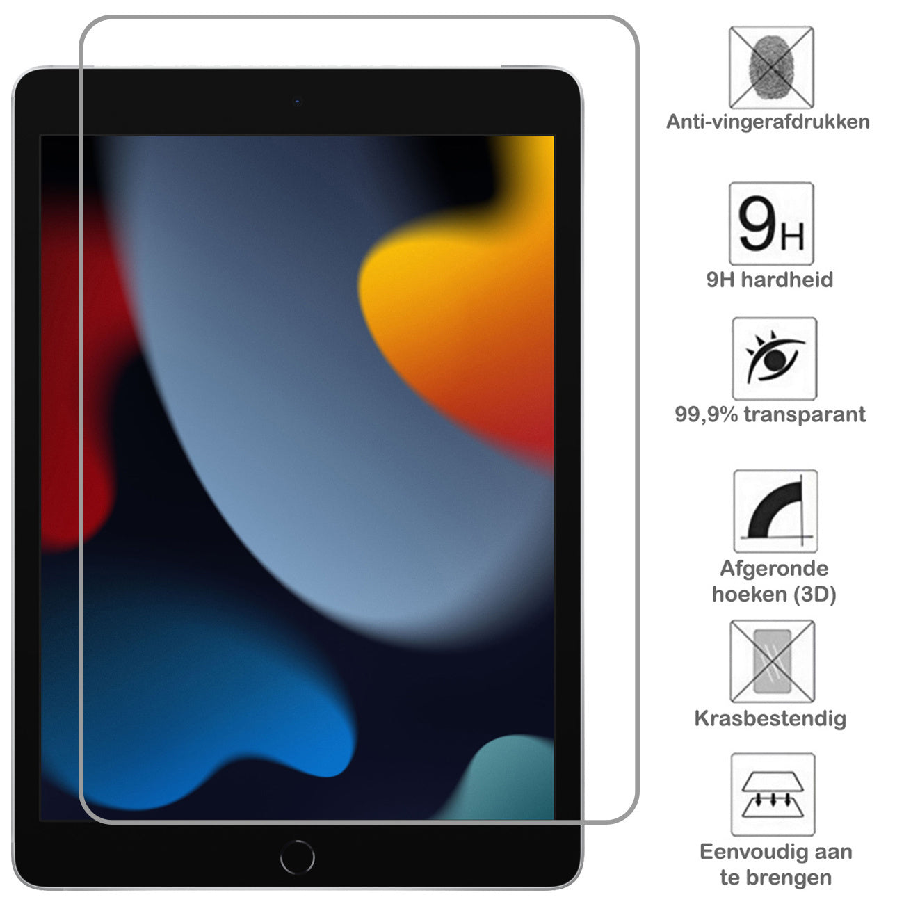 Screenprotector Geschikt voor iPad 9 Screenprotector Glas