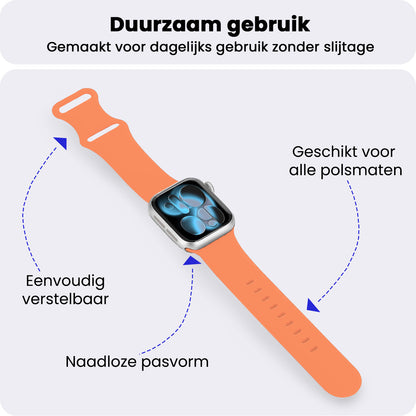 Apple Watch 1, 2, 3, 4, 5, 6, 7, 8, 9, 10, 11, SE - 42/44/45/46 mm Bandje Siliconen met verstelbare polsband - Calendula