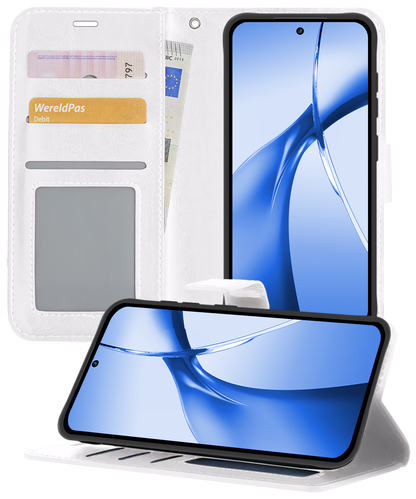 OnePlus Nord CE 4 Hoesje Bookcase Cover met Kaarthouder - Wit