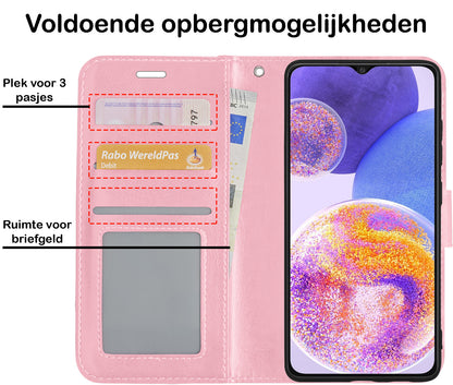 Samsung A23 Hoesje Bookcase Cover met Kaarthouder - Lichtroze