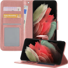 Samsung S21 Ultra Hoesje Bookcase Cover met Kaarthouder - Rosé goud