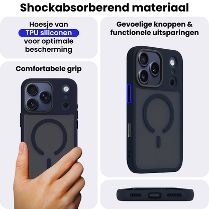 iPhone 17 Pro Max Hoesje Geschikt voor Magsafe Backcover Shockproof - Donkerblauw