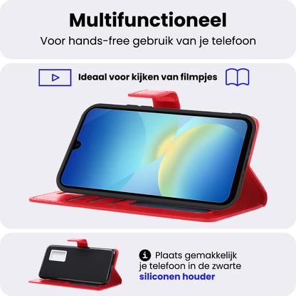 Samsung A26 Hoesje Bookcase Cover met Kaarthouder - Rood