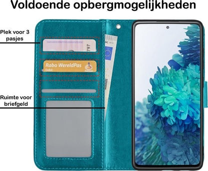 Samsung S20 FE Hoesje Bookcase Cover met Kaarthouder - Turquoise
