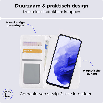 Samsung S21 Hoesje Bookcase Cover Uitneembaar - Wit