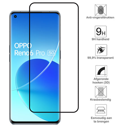 OPPO Reno 6 Pro Screenprotector Full Cover Tempered Glass