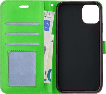 iPhone 12 Pro Max Hoesje Bookcase Cover met Kaarthouder - Groen