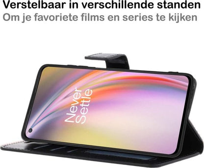 OnePlus Nord CE Hoesje Bookcase Cover met Kaarthouder - Zwart