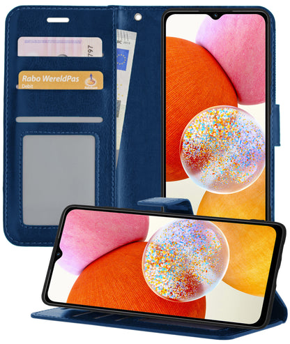 Samsung A14 Hoesje Book Case Kunstleer - Donkerblauw