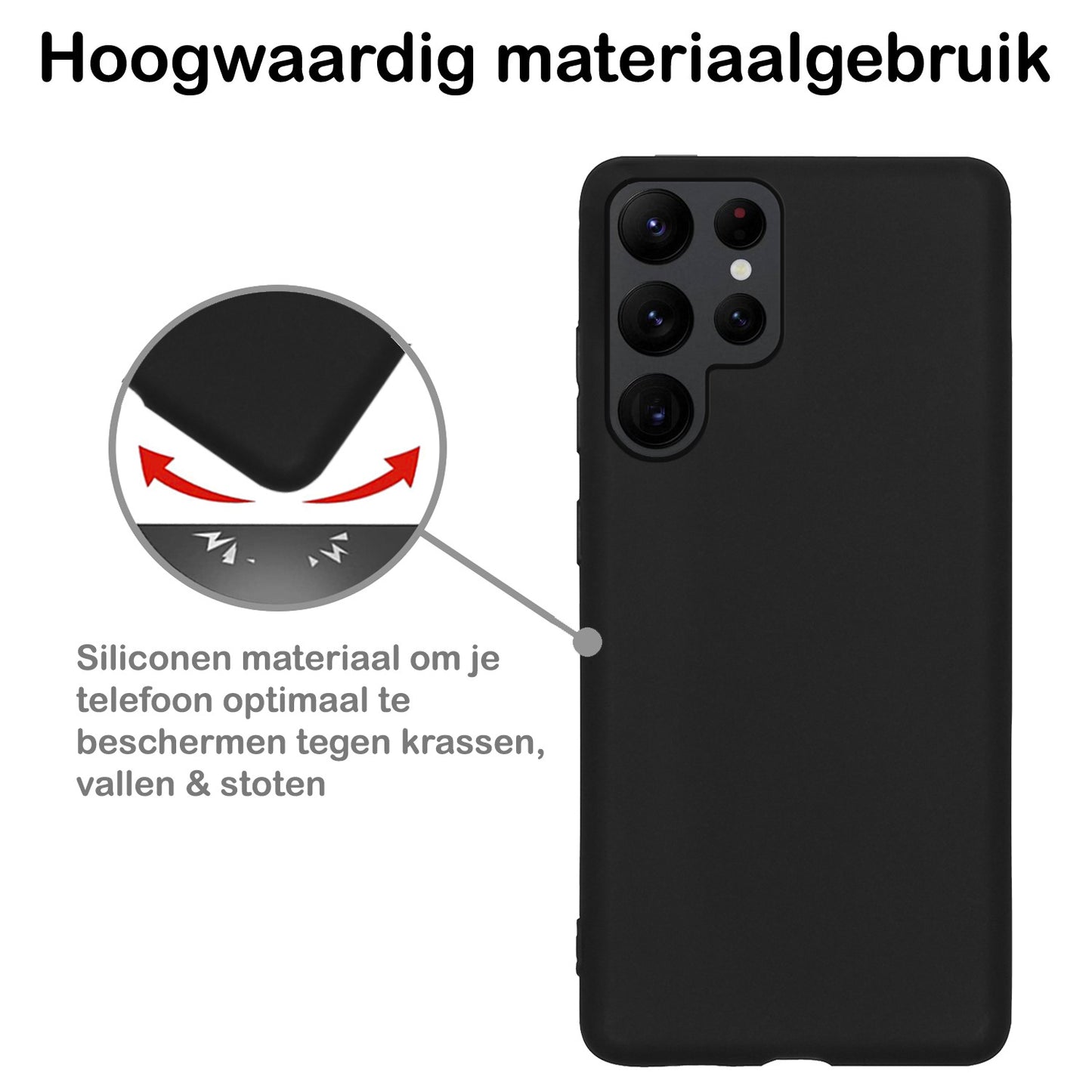 Samsung S22 Ultra Hoesje Siliconen - Zwart