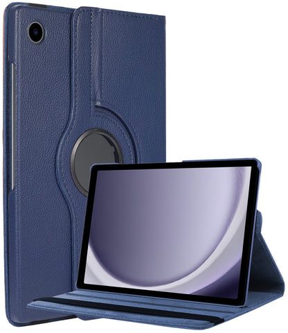 Samsung Galaxy Tab A9 Trifold Bookcase Hoes 360 Graden Draaibaar - Donkerblauw