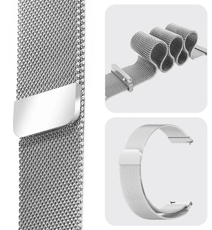 Milanese Horlogeband Geschikt voor Samsung Watch 5 Bandje Milanees - Polsbandje Met Magneetsluiting Geschikt voor Samsung Galaxy Watch 5 Bandje Milanees - Zilver