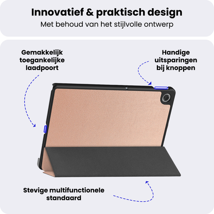 Lenovo Tab 10.1 Trifold Bookcase Hoes - Rosé goud