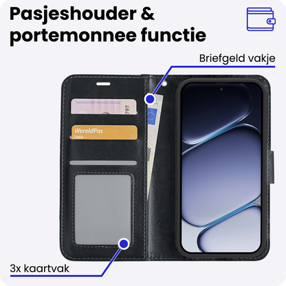 OnePlus Nord CE6 Hoesje Bookcase Cover met Kaarthouder - Zwart