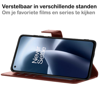 OnePlus Nord 2T Hoesje Bookcase Cover met Kaarthouder - Bruin
