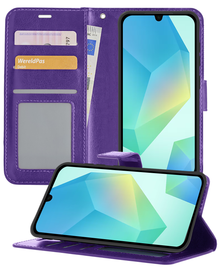Samsung A16 Hoesje Bookcase Cover met Kaarthouder - Paars