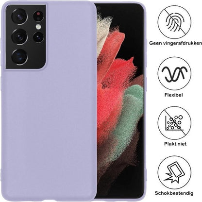 Samsung S21 Ultra Hoesje Siliconen Backcover Lichtgewicht - Lila