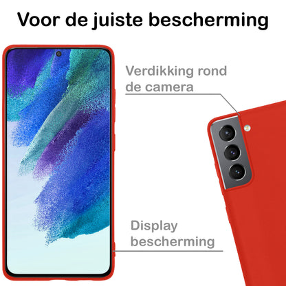 Samsung S21 FE Hoesje Siliconen Backcover Lichtgewicht - Rood