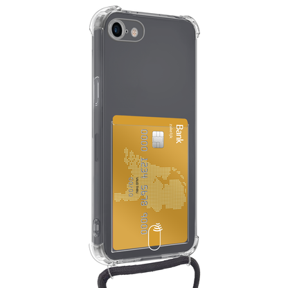 iPhone SE 2022 Hoesje Kaarthouder met Koord Backcover Shockproof - Transparant