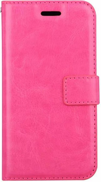 iPhone X Hoesje Bookcase Cover met Kaarthouder - Donkerroze