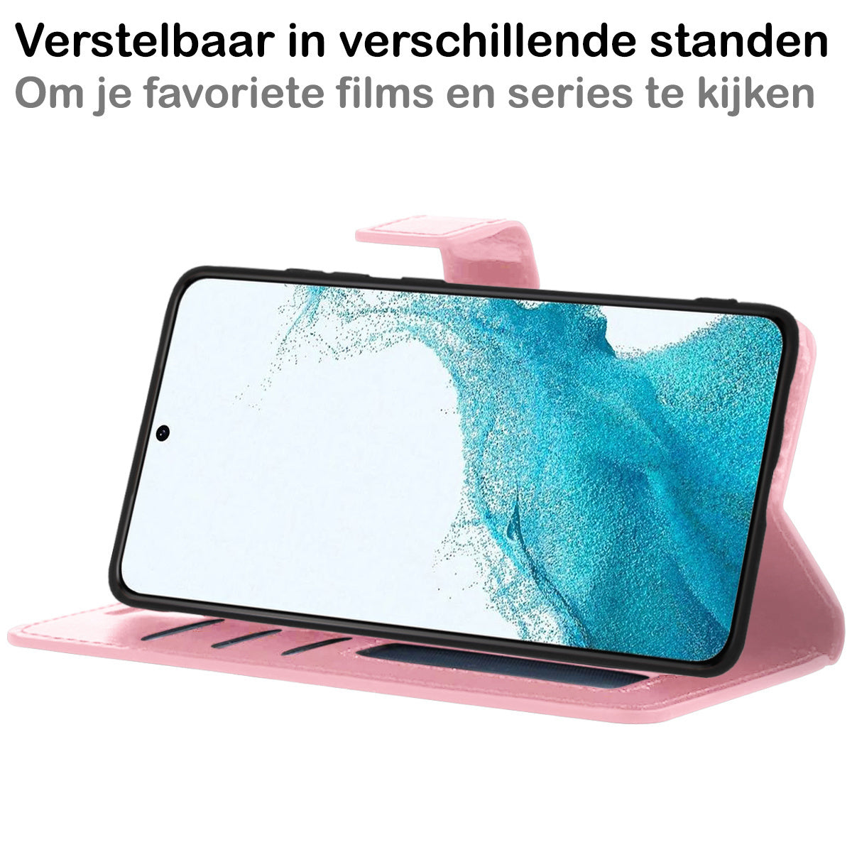 Samsung S22 Plus Hoesje Book Case Kunstleer - Lichtroze