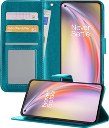 OnePlus Nord CE Hoesje Bookcase Cover met Kaarthouder - Turquoise