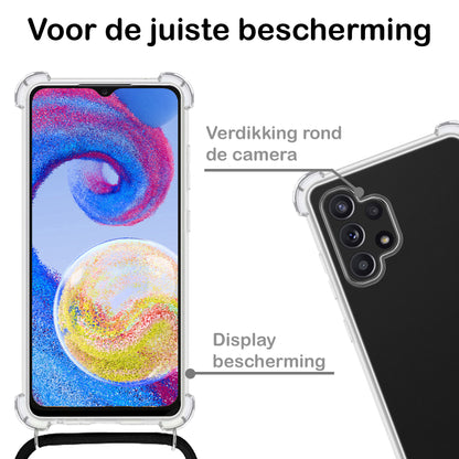 Samsung A04s Hoesje met Koord Backcover Shockproof - Transparant