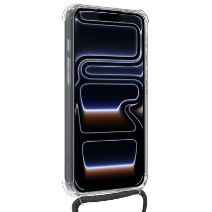 iPhone 17 Pro Hoesje Kaarthouder met Koord Backcover Shockproof - Transparant